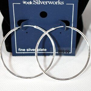 Belk 2.0 " Fine Silver Plate Hoop Earrings #EB6755-50B NWT  Details:  2.0"  Silv
